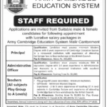 Army Cambridge Education System (ACES) Karachi Jobs 2024